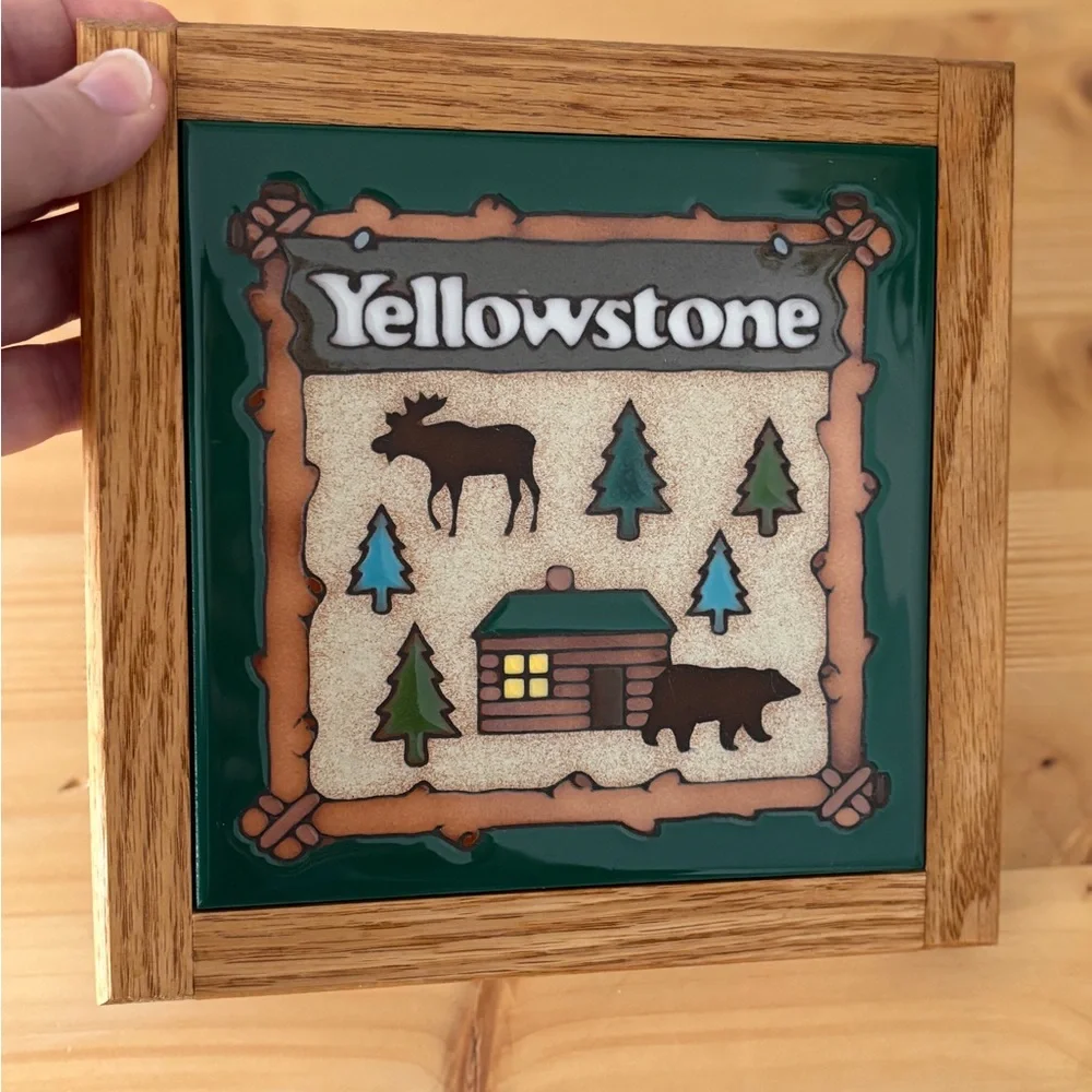 Yellowstone Trivet Masterworks Handcrafted Art Tiles Vintage USA